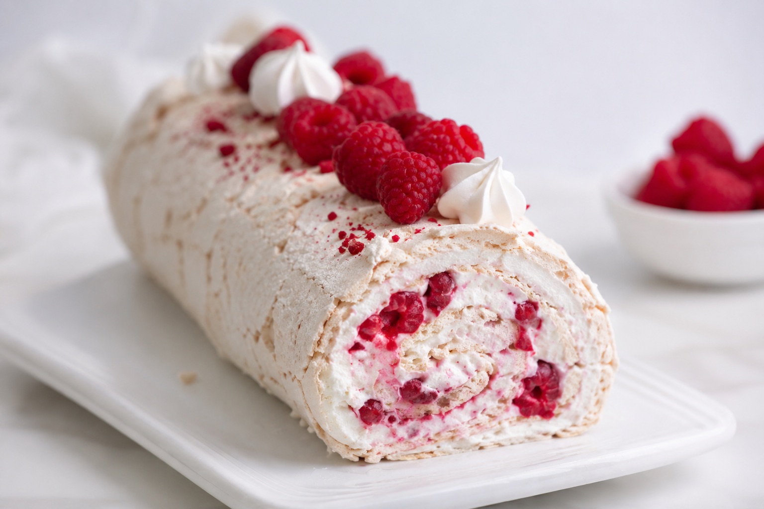 Меренговый рулет (малина)